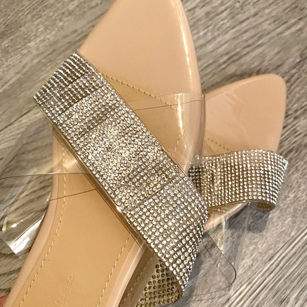 Rhinestone nude sandals